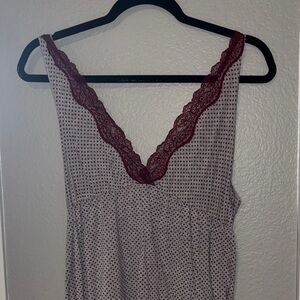 Matty M Burgundy and White Polka Dot Blouse